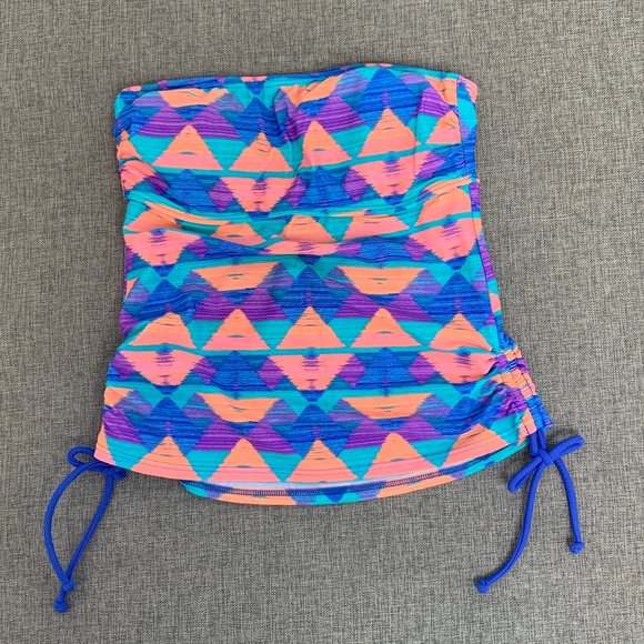Arizona Jean Co Strapless Tankini Small‎ Peachy Blue Purple Tie Straps on Side - Picture 1 of 10